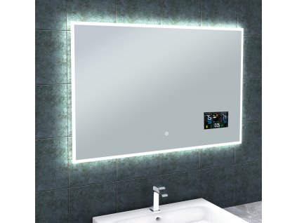 LED zrkadlo BRIGHT DIGITAL 100x65 cm, počasie, ukazovateľ vonkajšej a vnútornej teploty, barometer
