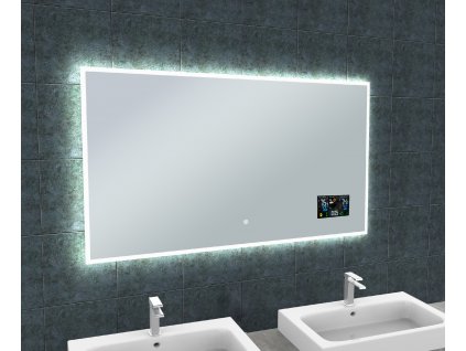 LED zrkadlo BRIGHT DIGITAL 120x65 cm, počasie, ukazovateľ vonkajšej a vnútornej teploty, barometer
