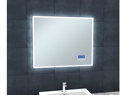 Zrkadlo s LED osvetlením 80x65 cm, bluetooth, hodinami, kalendárom, teplotou vzduchu a nastaviteľnou teplotou svetla