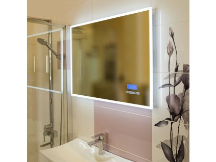 Zrkadlo s LED osvetlením 100x65 cm, bluetooth, hodinami, kalendárom, teplotou vzduchu a nastaviteľnou teplotou svetla
