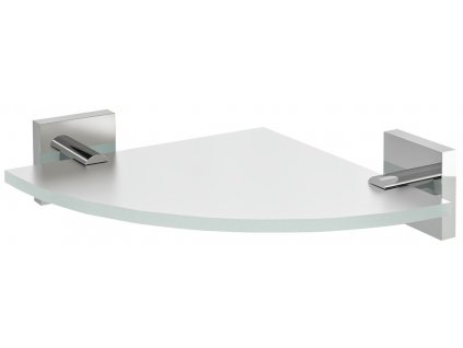 X-SQUARE sklenená polica rohová, štvrťkruhová 200x200mm, chróm/mliečne sklo