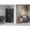 MEXEN/S - Rio čtvrtkruhový sprchový kout 80 x 80, grafit, chrom + vanička se sifonem Flat, bílá 863-080-080-01-40-4110