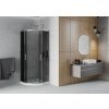 MEXEN/S - Rio čtvrtkruhový sprchový kout 80 x 80, grafit, chrom + vanička se sifonem Flat, bílá 863-080-080-01-40-4110