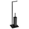 FELIX  stojan s držiakom na toaletný papier a WC kefou, hranatý, čierna mat