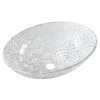 PURUS gravírované sklenené umývadlo na dosku 50x36 cm, číre sklo