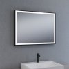 Zrkadlo NOIR 80x60 cm, čierny matný rám, nastaviteľné LED osvetlenie, funkcia proti zahmlievaniu.