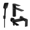 MEXEN/S - Zero SET umyvadlová + vanová baterie s příslušenstvím R62, černá 71103R62-70