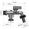ARCO záhradný ventil Nano s dvoma vývodmi 1/2"x3/4"x3/4", anticalc