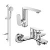 MEXEN/S - Milo DF40 SET umyvadlová a vanová baterie s příslušenstvím, chrom 713053DF40-00