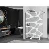 MEXEN/S - KIOTO Sprchová zástěna WALK-IN 70x200 cm 8 mm, černá, bílý vzor 800-070-101-70-97