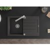 MEXEN/S - Bruno granitový dřez 1-miska s odkapávačem včetně baterie Rita, černý kropenatý 6513-76-670300-00
