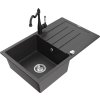 MEXEN/S - Bruno granitový dřez 1-miska s odkapávačem včetně baterie Carla, černá kropenatá 6513-76-670700-70