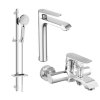 MEXEN/S - Pecos DQ40 Set umyvadlové a vanové baterie s příslušenstvím, chrom 72713DQ40-00