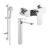 MEXEN/S - Milo DF40 SET umyvadlová baterie + sprchová s příslušenstvím, chrom 71314DF40-00