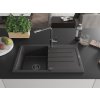 MEXEN/S - Bruno granitový dřez 1 s odkapávačem včetně baterie Flora, černá kropenatá 6513-76-670401-08-B