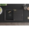 MEXEN/S - Bruno granitový dřez 1 s odkapávačem včetně baterie Flora, černá kropenatá 6513-76-670401-57-B