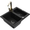 MEXEN/S - Carlos granitový dřez 1.5 včetně baterie Rita, černá 6518-77-670300-50-B