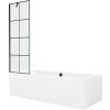 MEXEN/S - Cube obdélníková vana 170 x 80 cm s panelem + vanová zástěna 60 cm, černá vzor 550517080X9506007077