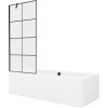 MEXEN/S - Cube obdélníková vana 170 x 80 cm s panelem + vanová zástěna 80 cm, černá vzor 550517080X9508007077