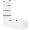 MEXEN/S - Cube obdélníková vana 170 x 80 cm s panelem + vanová zástěna 90 cm, černá vzor 550517080X9509007077