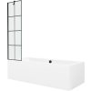 MEXEN/S - Cube obdélníková vana 180 x 80 cm s panelem + vanová zástěna 50 cm, černá vzor 550518080X9505007077