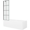 MEXEN/S - Cubik obdélníková vana 150 x 70 cm s panelem + vanová zástěna 60 cm, černá vzor 550315070X9506007077
