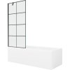 MEXEN/S - Cubik obdélníková vana 150 x 70 cm s panelem + vanová zástěna 80 cm, černá vzor 550315070X9508007077