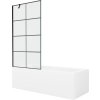 MEXEN/S - Cubik obdélníková vana 150 x 70 cm s panelem + vanová zástěna 90 cm, černá vzor 550315070X9509007077