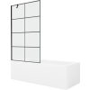 MEXEN/S - Cubik obdélníková vana 150 x 70 cm s panelem + vanová zástěna 100 cm, černá vzor 550315070X9510007077