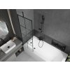 MEXEN/S - Vega obdélníková vana 180 x 80 cm s panelem + vanová zástěna 60 cm, černá vzor 550118080X9506007077