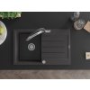 MEXEN/S - Bruno granitový dřez s odkapávačem včetně baterie Duo, černá kropenatá 6513-76-671701-07