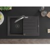MEXEN/S - Bruno granitový dřez s odkapávačem včetně baterie Duo, černá kropenatá 6513-76-671701-07-B