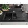 MEXEN/S - Matias granitový dřez 1.5 s odkapávačem včetně baterie Flora, černá  6502-77-670401-07-B