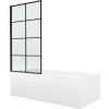 MEXEN/S - Cubik obdélníková vana 170 x 70 cm s panelem  + vanová zástěna 70 cm,  černá  vzor fix 550317070X9307007077