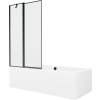 MEXEN/S - Cube obdélníková vana 180 x 80 cm s panelem+ vanová zástěna 100 cm, černá vzor 550518080X9410117070