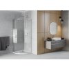 MEXEN/S - Rio čtvrtkruhový sprchový kout 80 x 80, pasy, chrom + vanička se sifonem Flat, bílá 863-080-080-01-20-4110