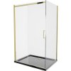 MEXEN/S - Omega sprchový kout 100x90, transparent, zlatá + černá vanička se sifonem 825-100-090-50-00-4070G