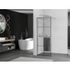 MEXEN/S - KIOTO Sprchová zástěna WALK-IN s poličkou a držákem ručníků 70 x 200, transparent/černá 8 mm, chrom 800-070-121-01-77
