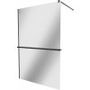 MEXEN/S - KIOTO Sprchová zástěna WALK-IN s poličkou a držákem ručníků 110 x 200, zrcadlové 8 mm, černá 800-110-121-70-50