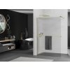 MEXEN/S - Kioto+ Sprchová zástěna WALK-IN s poličkou a držákem ručníků 100 x 200, proužky 8 mm, zlatá 800-100-121-50-09