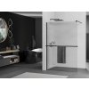 MEXEN/S - Kioto+ Sprchová zástěna WALK-IN s poličkou a držákem ručníků 100 x 200, proužky 8 mm, černá 800-100-121-70-09
