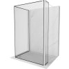 MEXEN/S - Kioto Sprchová zástěna WALK-IN 90 x 70 x 40 cm, černý vzor, bílá 800-090-070-221-20-70-040