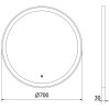 MEXEN - Esso zrcadlo s osvětlením 70 cm, LED 6000K zlatý rám 9825-070-070-611-50