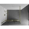 MEXEN/S - Kioto+ Sprchová zástěna WALK-IN s poličkou a držákem ručníků 110 x 200 cm, černý vzor, zlatá kartáčovaná 800-110-121-55-77