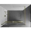 MEXEN/S - Kioto+ Sprchová zástěna WALK-IN s poličkou a držákem ručníků 110 x 200 cm, bílý vzor, zlatá kartáčovaná 800-110-121-55-97