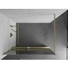 MEXEN/S - Kioto+ Sprchová zástěna WALK-IN s poličkou a držákem ručníků 100 x 200 cm, zrcadlová, zlatá kartáčovaná 800-100-121-55-50