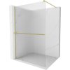 MEXEN/S - Kioto+ Sprchová zástěna WALK-IN s poličkou a držákem ručníků 100 x 200 cm, proužky, zlato kartáčovaná 800-100-121-55-09