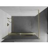MEXEN/S - Kioto+ Sprchová zástěna WALK-IN s poličkou a držákem ručníků 120 x 200 cm, proužky, zlato kartáčovaná 800-120-121-55-09