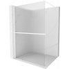 MEXEN/S - Kioto+ Sprchová zástěna WALK-IN s poličkou a držákem ručníků 100 x 200 cm, proužky, bílá 800-100-121-20-09