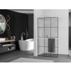 MEXEN/S - Kioto+ Sprchová zástěna WALK-IN s poličkou a držákem ručníků 110 x 200 cm, černý vzor, bílá 800-110-121-20-77